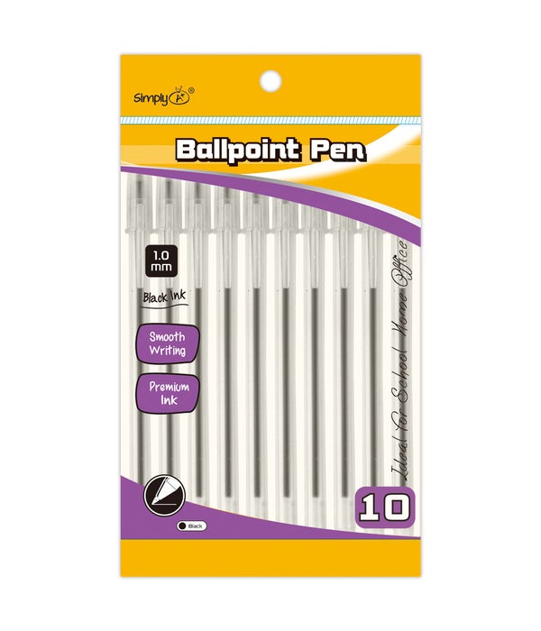 10ct ballpoint pen blk 24/144 1.0mm