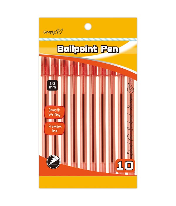 10ct ballpoint pen red 24/144s 1.0mm