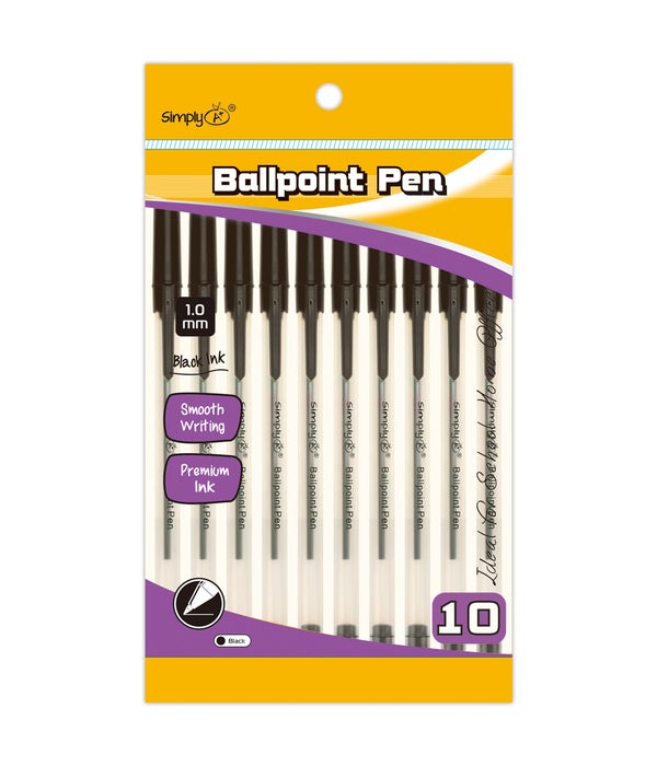 8ct/1.0mm w/grip ballpoint pen blk 24/144s