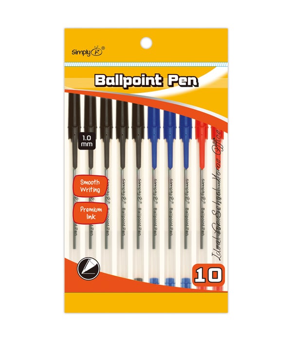 8ct/1.0mm w/grip 24/144 ballpoint pen astd