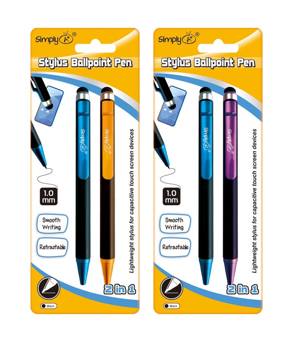 stylus ballpoint pen 24/144s 2ct retractable