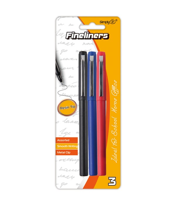 3ct fineliners astd red blue blk 24/144s