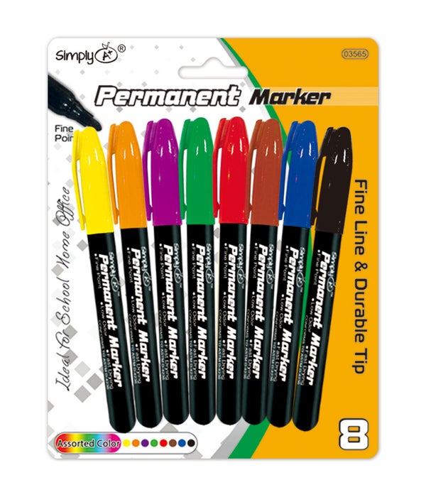 8ct permanent markers 24/144s astd color fine tips