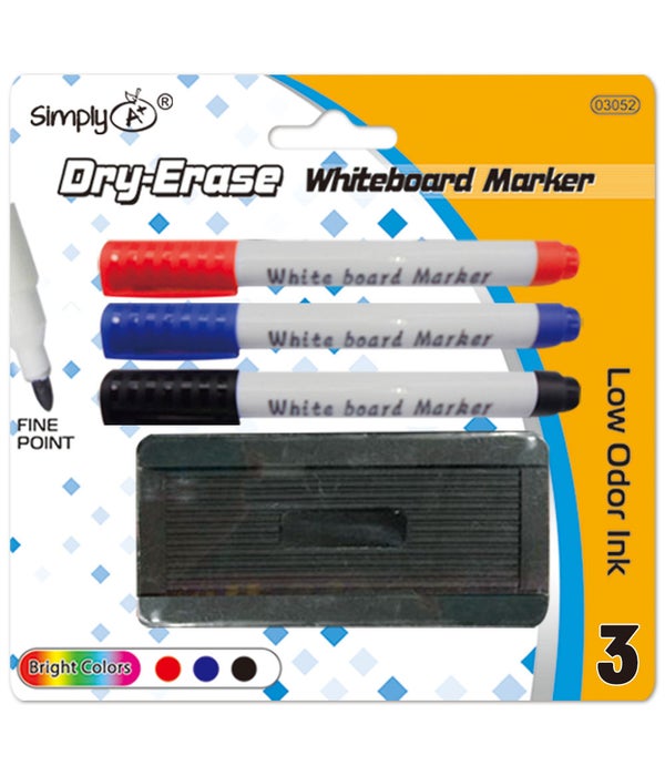 3pc dry marker w/eraser 24/144