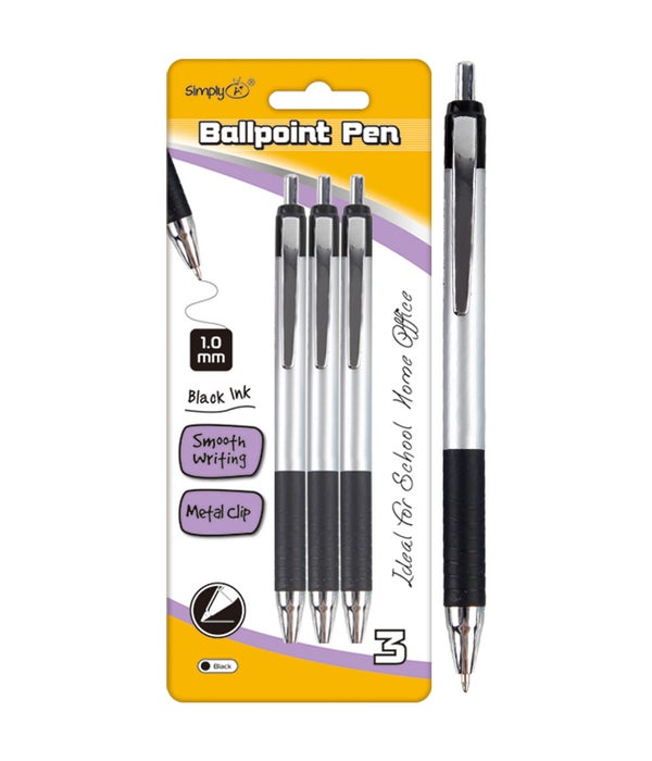 3ct ballpoint pen blK 24/144s with grip