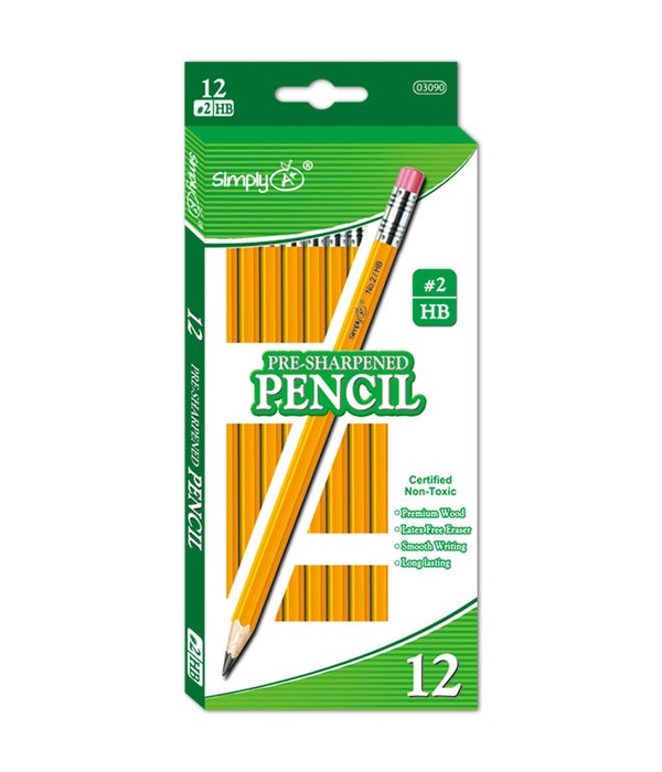 #2/12ct hb yellow24/144 sharpened pencil