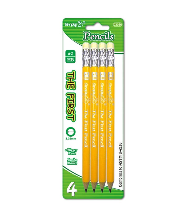 #2/4ct jumbo yellow pencil sharpened 24/144s