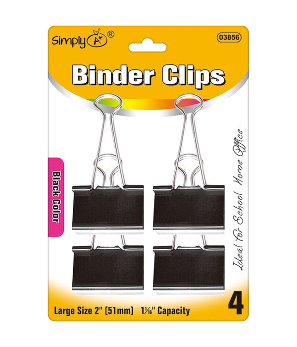 4pc binder clip 24/144s 2"/51mm black