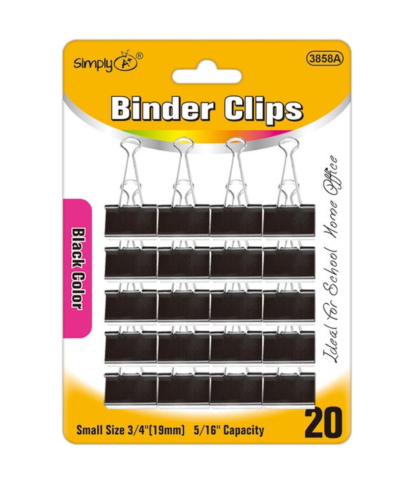 20pc binder clip 24/144s 3/4" black