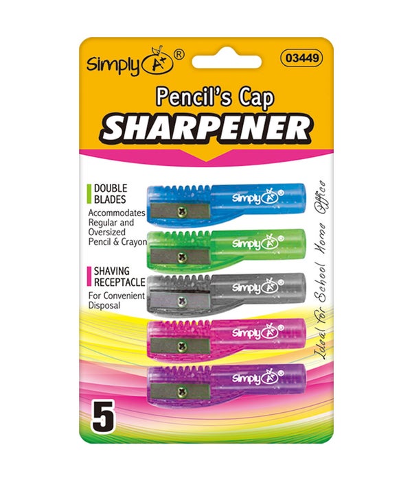 5pc pencil's cap sharpener astd clrs 24/144s