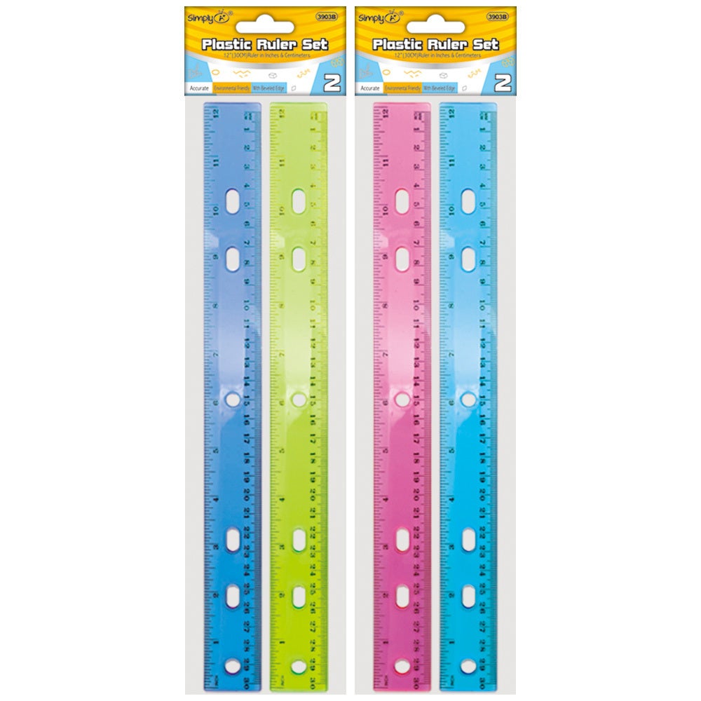 Bazic 12 inch (30cm) Ruler W / Multiplication Prints (4 / Pack)