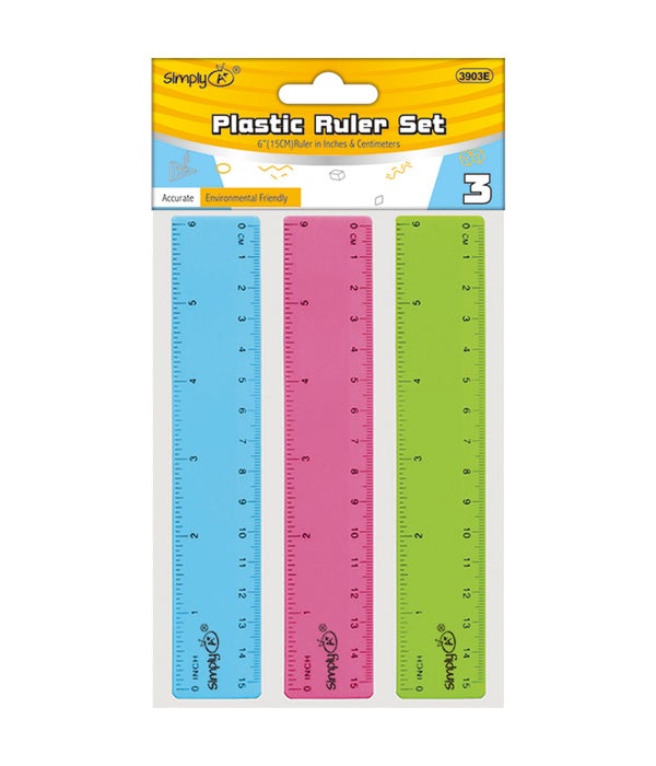3ct/6" plastic ruler 24/288s