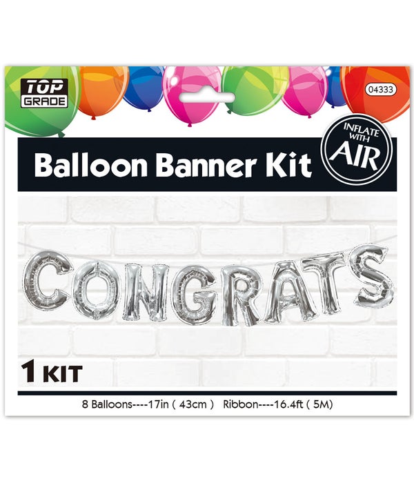 balloon kit "congrats" 12/300s 17"/8ct balloon+16.4ft ribbon