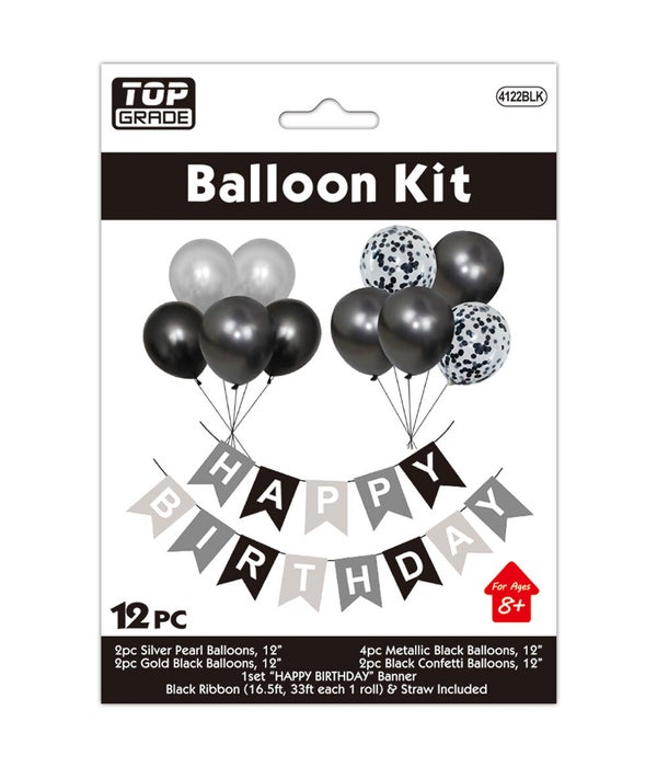 b'day balloon set 12/180s 4ps pearl balloons 4ps metaillic b