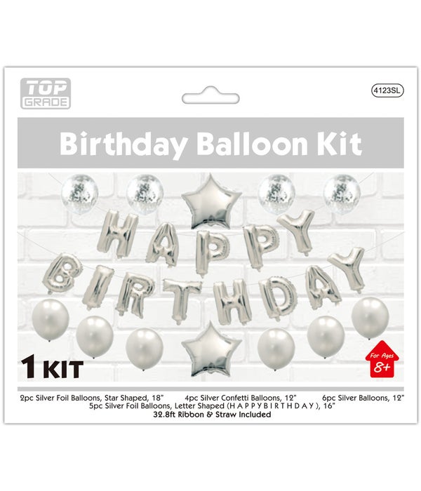 balloon kit siv 6/120 17"/13ct banner+16.4ft ribbon
