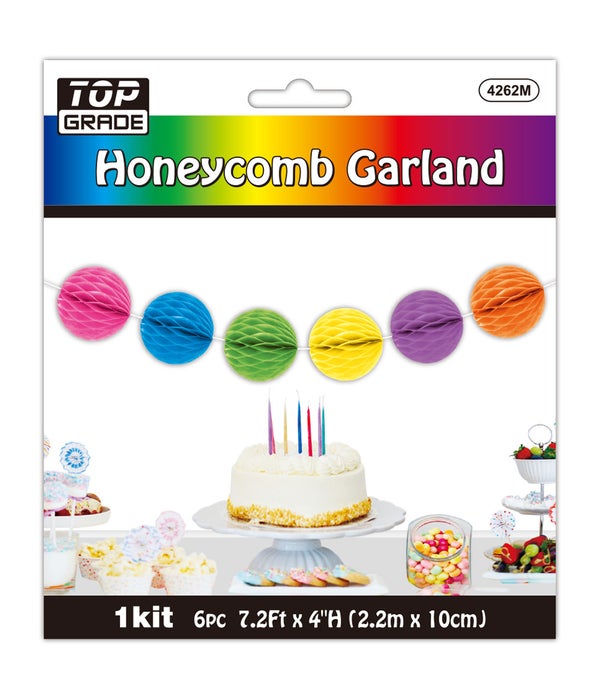honeycomb garland 12/120s  7.2ft/6ct astd color