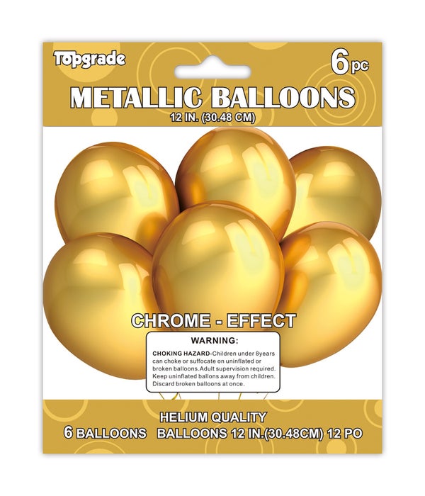 12"/6ct metallic balloon12/288 gold