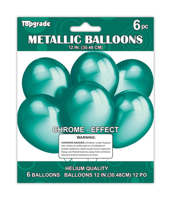 12"/6ct metallic balloon12/288 green