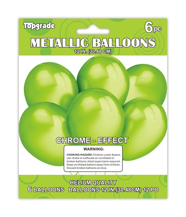 12"/6ct metallic balloon12/288 lime