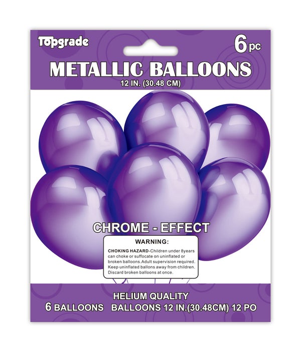 12"/6ct metallic balloon12/288 purple