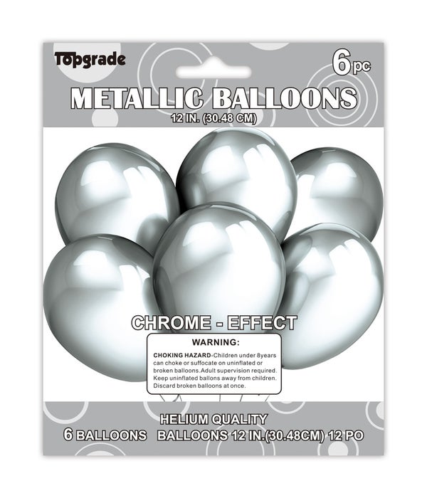 12"/6ct metallic balloon12/288 silver