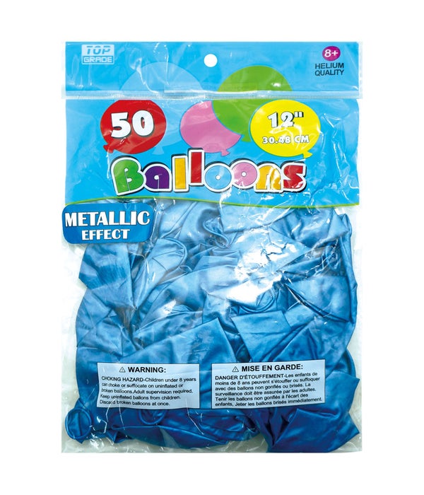 12"/50ct metallic balloon 6/96 blue
