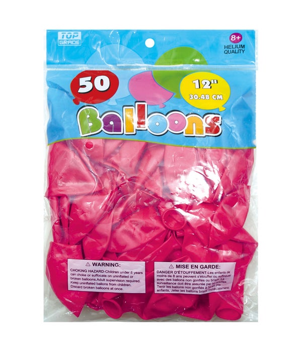 12"/50ct metallic balloon 6/96 pink