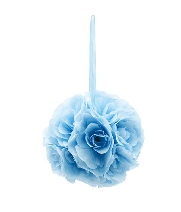 6"silk pom flower baby blue 12/48s