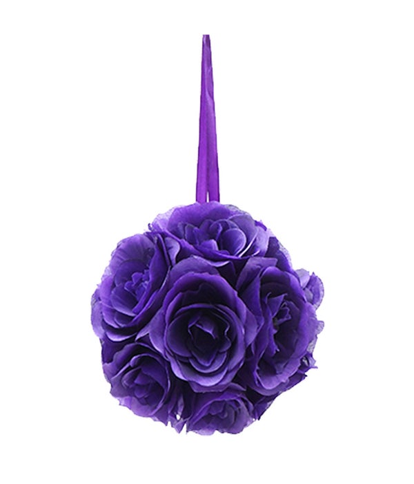 8"silk pom flower purple 12/48