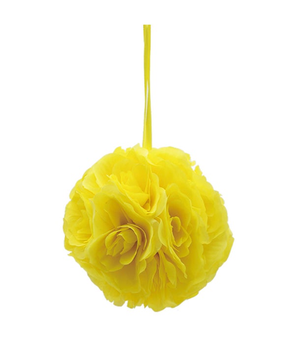 8"silk pom flower yellow 12/48s