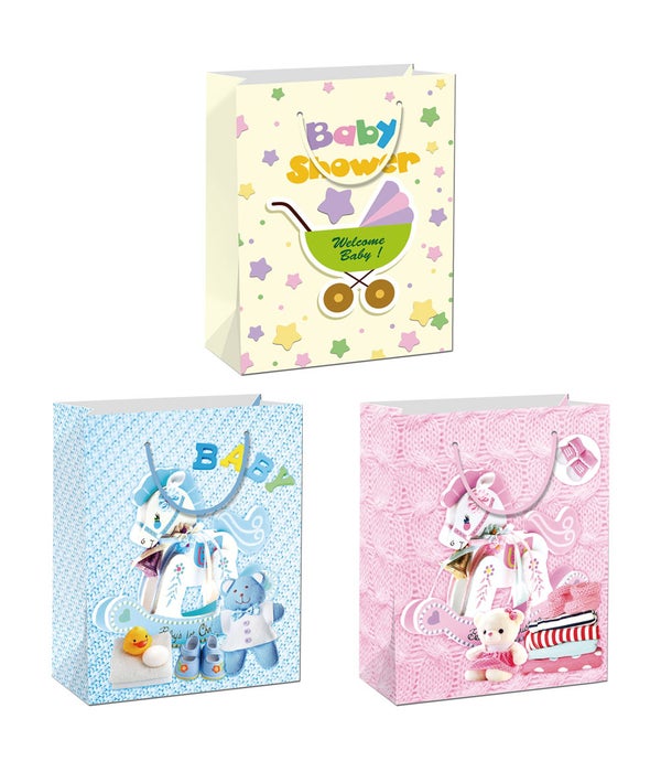 baby gift bag 13x18x5.5"/XL72s 3-dsgns