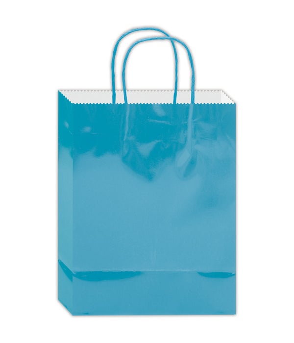 gift bag 13x10.5x5.5"/L 24/96s aqua glossy