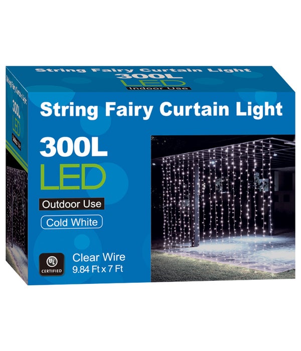 string fairy curtain light 12s cw 300L/10string 9.85x7ft UL