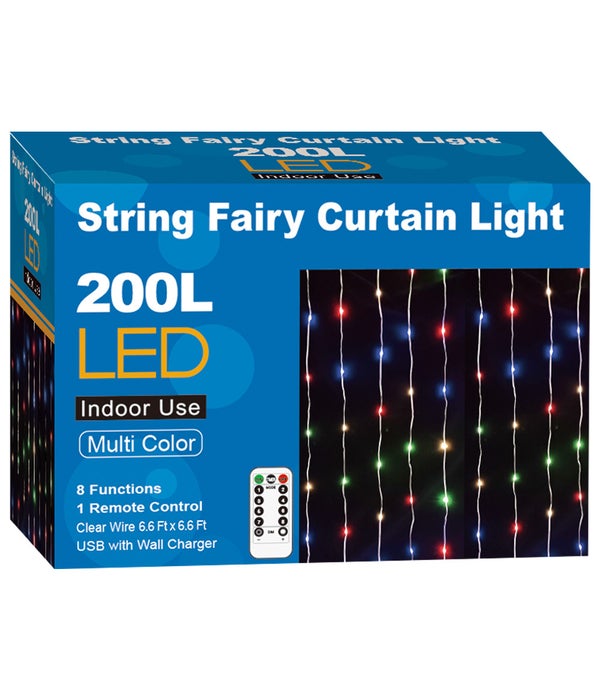 string fairy curtain lite 12s 200L 7x7FT w/wall charger