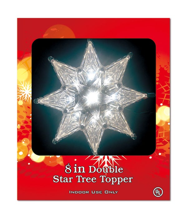 8"/10L tree star topper 12s silver UL