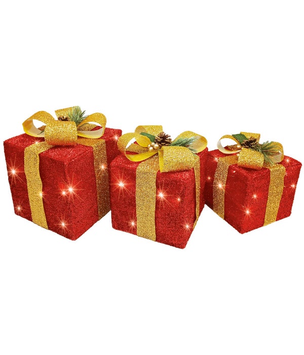 3pk LED gift box set 4s 8.2"/7.5"/6.3" red