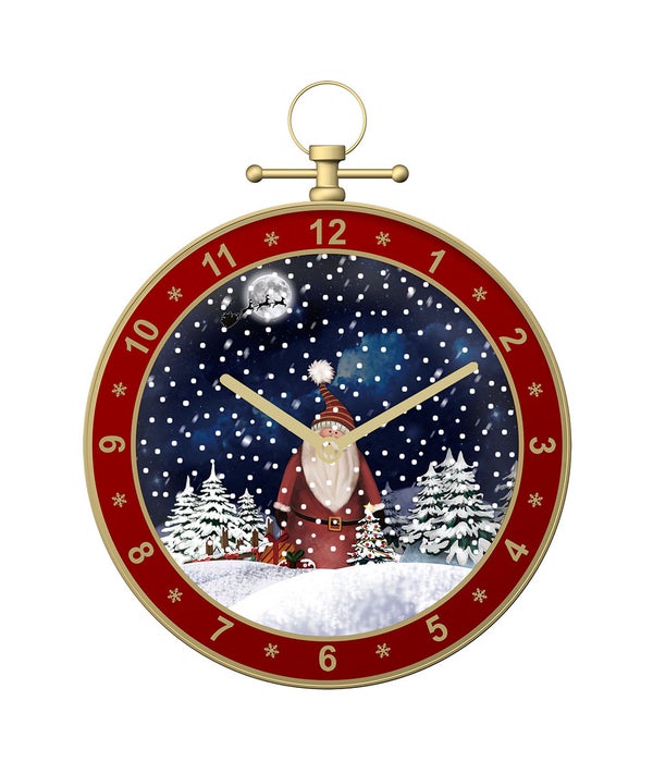 19"snowing musical clock/red 3