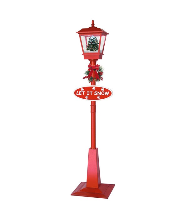 vertical snowing streetlamp 1s red 40x40x180cm