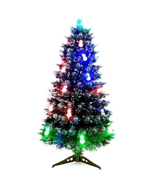 2F/55T optical fiber tree 6/18 w/snowmen ornament