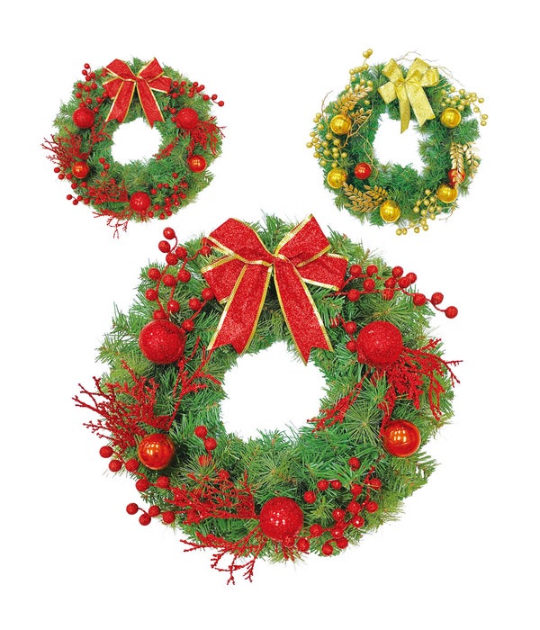 x'mas wreath 2-dsgn 24"/12s