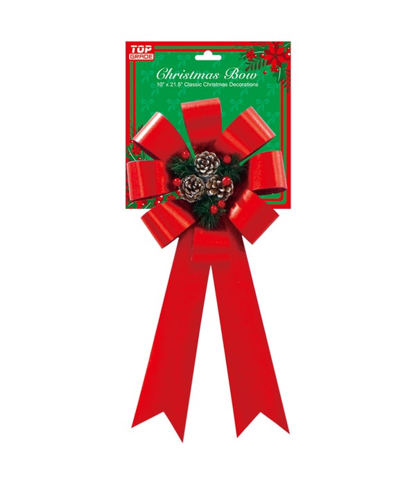 bowknot tree topper 10x22"/6s red
