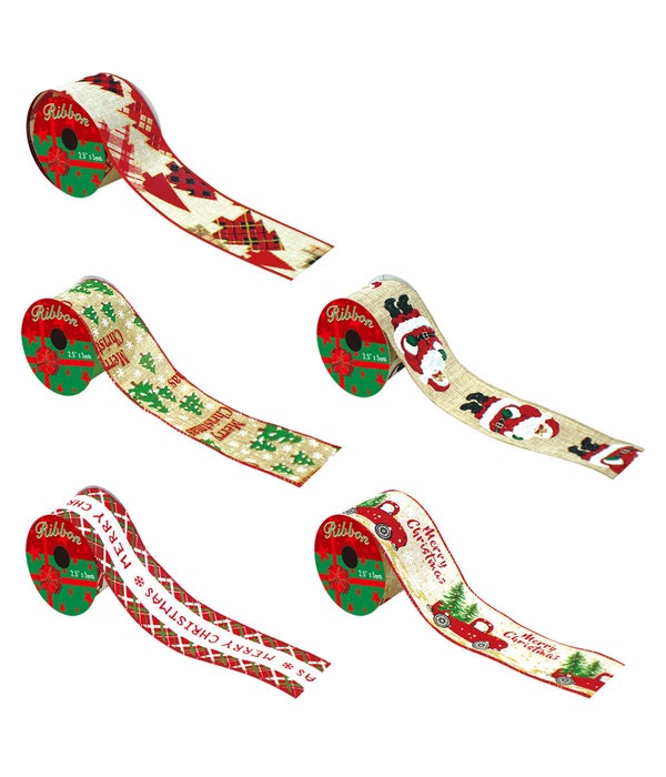 gift ribbon 2.5"x3yd 24/96s astd dsgn