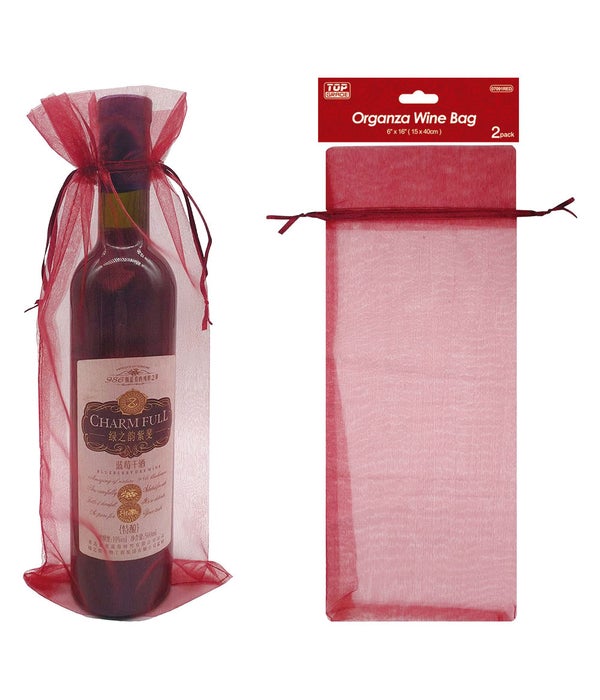 2pc wine bag 16x6" 12/1200s 2ct red