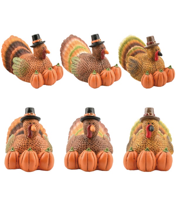 tabletop turkey&pumpkin /24s 4.14x6.5x4.72" 3-dsgn