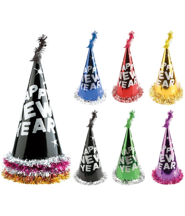 13.5" new year cone hat 72s astd clr #07806