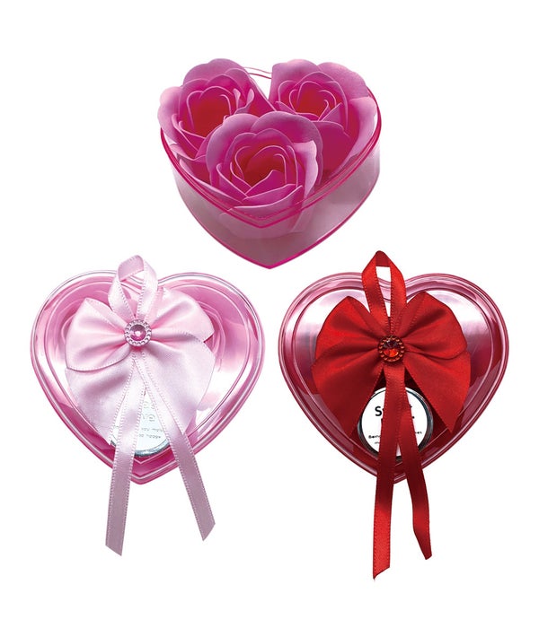 heart shape box 3.5x3.5x2"/48 w/soap flower