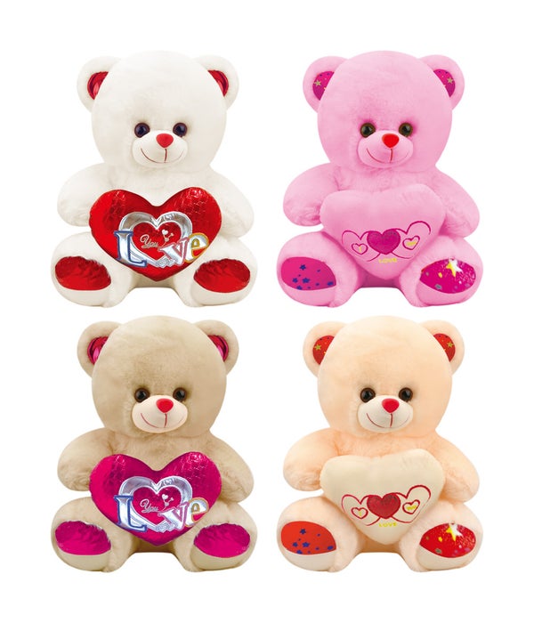 9" bear w/heart 2-dsgn 24/48s off white mixed styles