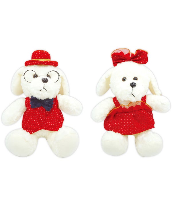 12" puppy couple 24/48s White/Red