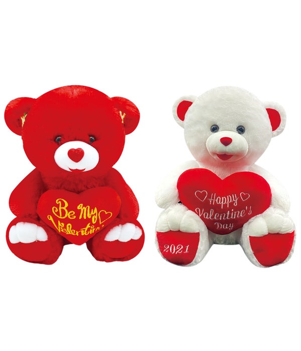 12"bear w/heart red 2-dsgn 24s