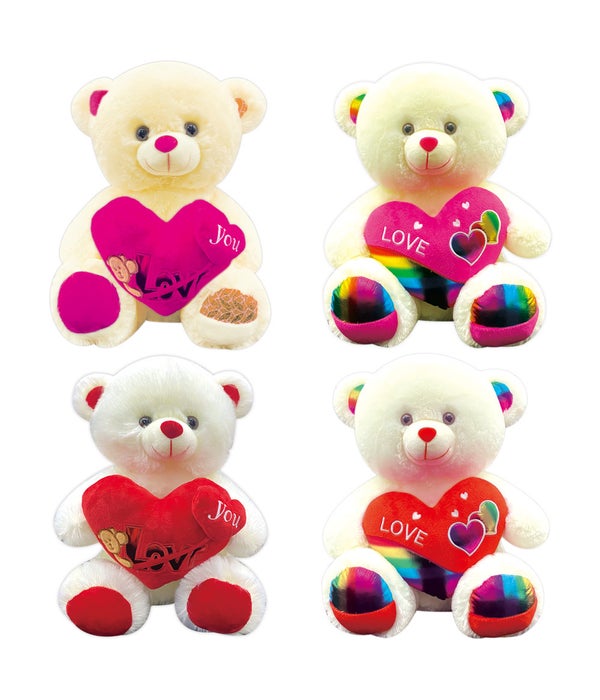 12" bear w/heart 2 style 24/48 2 color per style